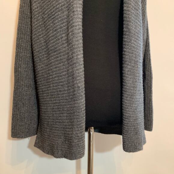 Joie gray ribbed knit cashmere wool open front cardigan size Extra Small XS - Picture 4 of 11